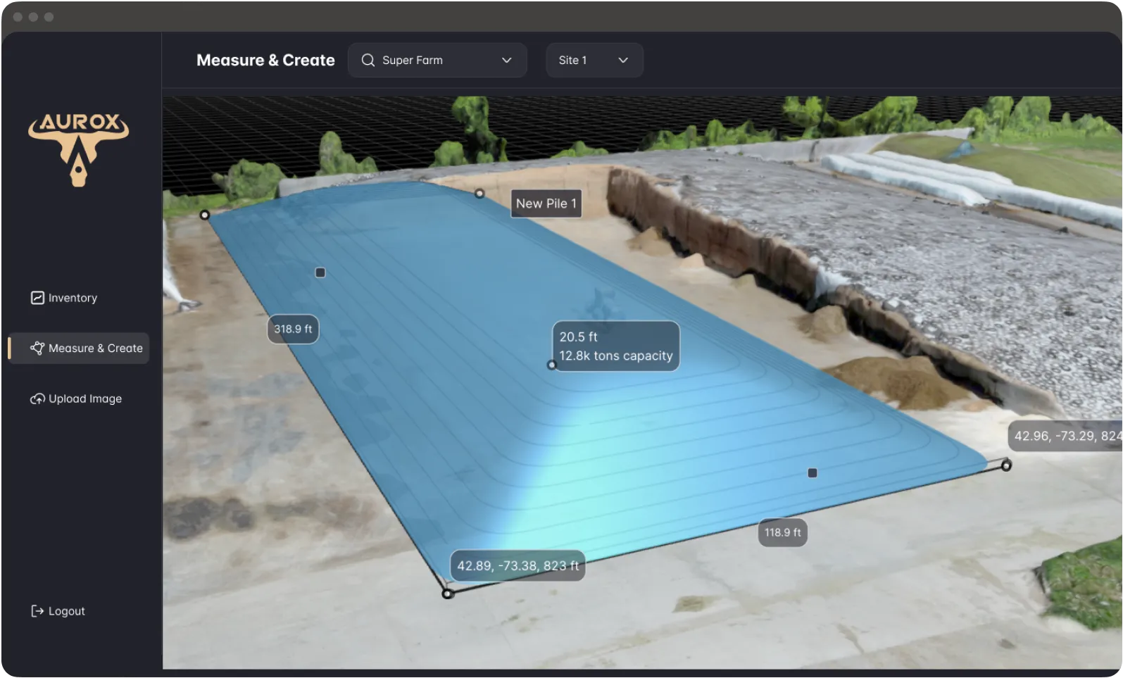 SilagePlan 3D silage pile model on a mobile screen