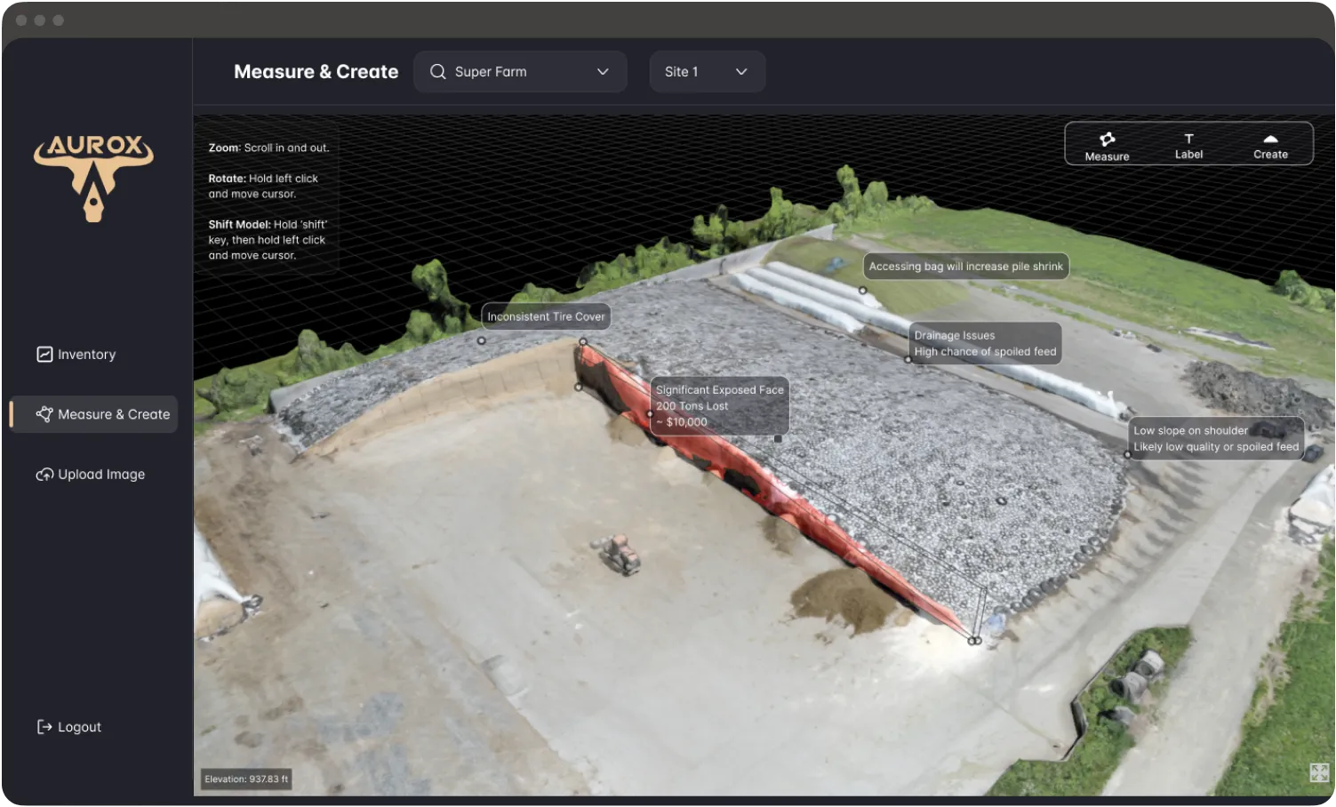 SilagePlan virtual silage audit view
